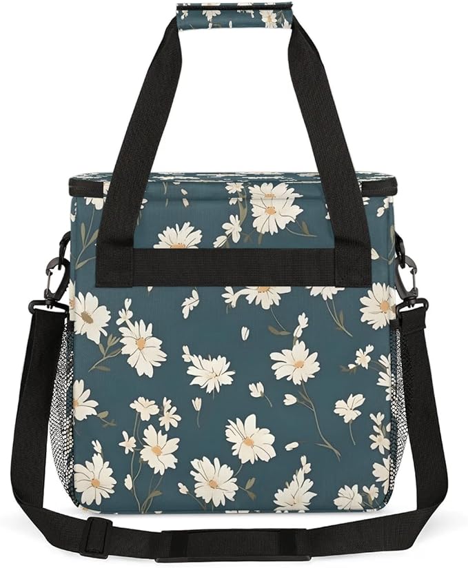 Floral Daisy Printed Coffee Maker Travel Bag for K-Mini or K-Mini Plus Single Serve Coffee Brewer Portable Storage Tote Case for Tarvel