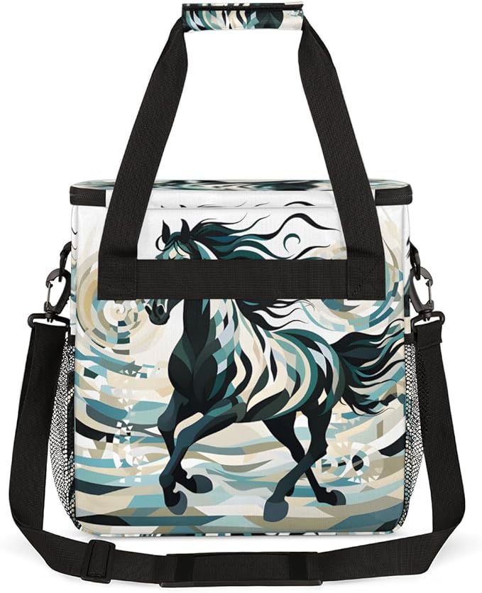 Abstract Horse Coffee Maker Carrying Bag Portable Travel Storage Tote Bag Compatible with K-Mini or K-Mini Plus Single Serve Coffee Brewer Carrying Case with Multiple Pockets &amp Shoulder Strap