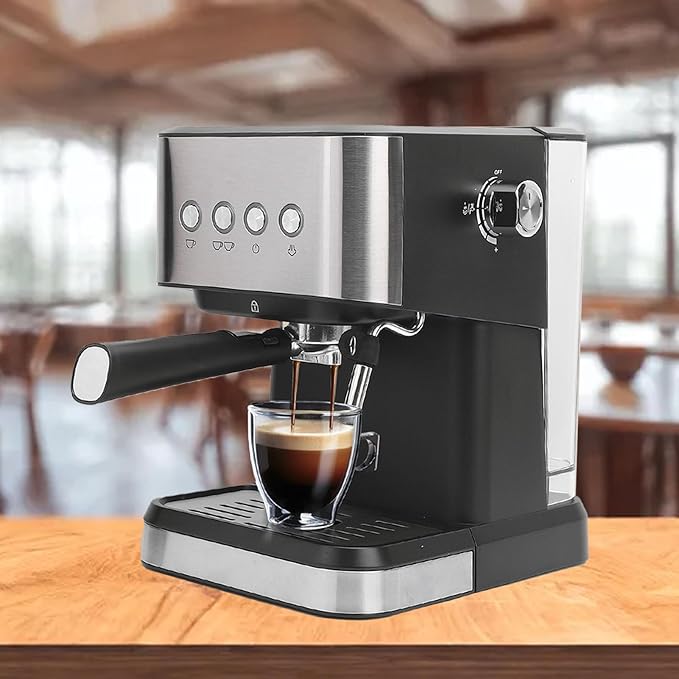 Yoidesu Semi Automatic Coffee Maker Compact Coffee Machine 20Bar Coffer Maker with Milk Frother Steam Wand Quick Preheat 1.5L Water Tank for Cappuccino Latte (US Plug 110v)