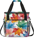Colorful Maple Leaves Coffee Maker Travel Bag for Keurig K-Mini/K-Mini Plus Insulated Waterproof Tote with Pockets for K-Cup Portable Single-Serve Brewer Case