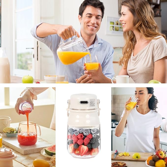 Rechargeable Portable Blender - Sturdy Versatile Small Glass with Jar Personal Mixer for Kitchen Travel Fruits | Multipurpose Outdoor Indoor Utility Ergonomic