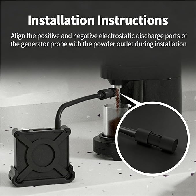 Adjustable Gooseneck Coffee Machine with Anti-static Powder Splash-proof Ground Coffee Plasma Generator &amp Power Display - Perfect for Precision Grinding