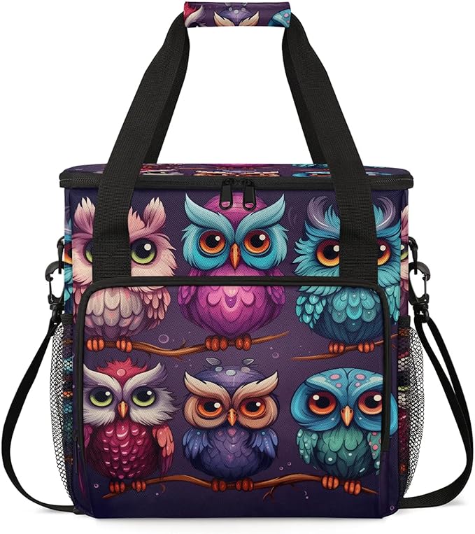 Owls Branch Travel Coffee Maker Carrying Bag Large Organizer Storage Tote Bag Insulated Reusable Cooler Grocery Bags