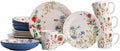 Bico Summer Provence Ceramic 16 pcs Dinnerware Set Service for 4 Inclusive of 11 inch Dinner Plates 8.75 inch Salad Plates 35oz Dinner Bowls and Mugs for Party Microwave &amp Dishwasher Safe