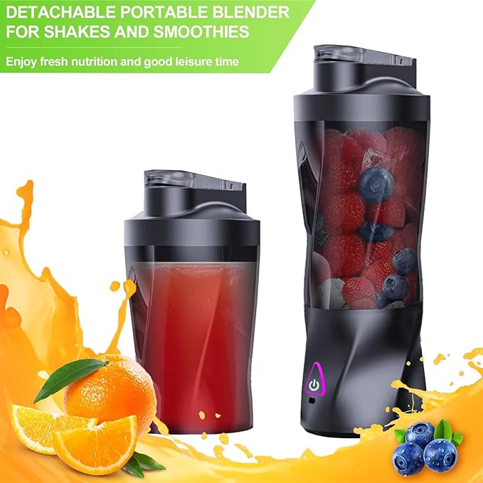 Portable Blender: 360W High-Power Motor 6000mAh Long-Lasting Battery 23oz Travel Smoothie Maker with Anti-Jam Blade BPA-Free for Shakes &amp Ice Crushing 【Black】