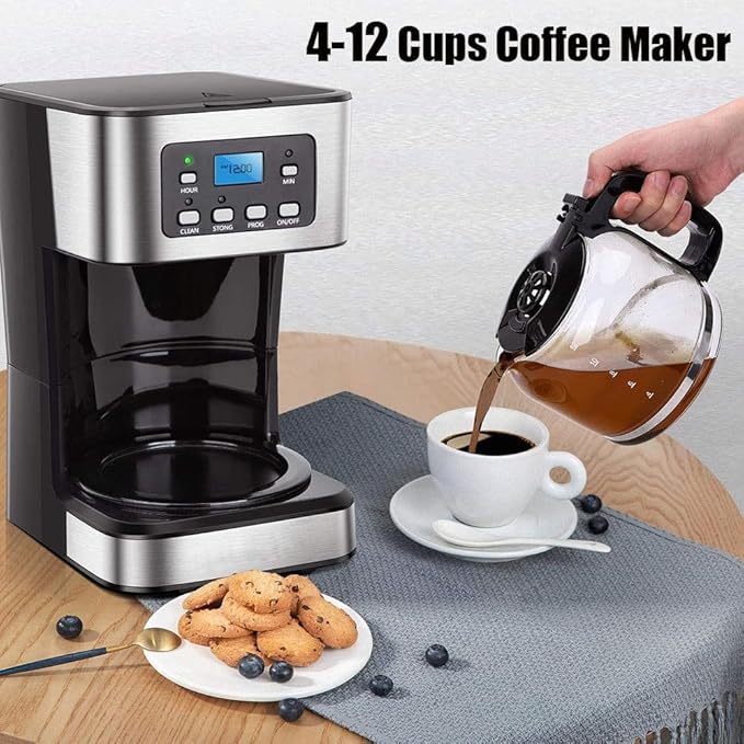 Espresso Machine Drip Coffee Maker 12-Cup Thermal Programmable Coffee Maker 950w Making Tea Drip Coffee Maker With Glass Carafe Warm Preservation Touch Screen Easy To Use