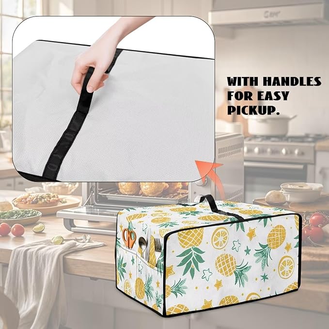 Doojoayie Pineapple Appliance Covers 8 Slice Toaster Cover Universal Fit Kitchen Appliance Dust Protector Compatible with Toaster Oven/Bread Machine/Air Fryer