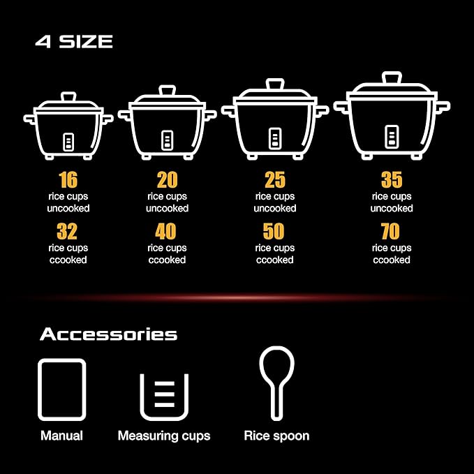 Pantin Commercial Electric Rice Cooker – 35 Cups Raw / 70 Cups Cooked Capacity w/Measuring Cup &amp Scoop – High-Efficiency Large Rice Cooker Commercial Rice Cooker for Restaurants Hotels and Cateri