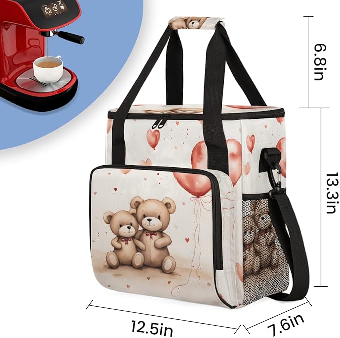Love Bear Coffee Maker Carrying Bag Portable Travel Storage Tote Bag Compatible with K-Mini or K-Mini Plus Single Serve Coffee Brewer Carrying Case with Multiple Pockets &amp Shoulder Strap