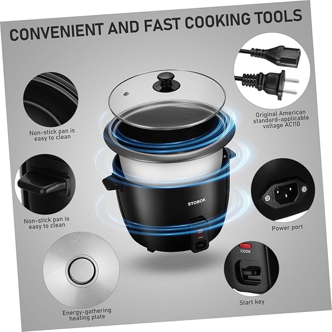 Compact Electric Rice Cooker for Dormitory Use with Clear Lid Multi-functional Pot for Stews Soups Oatmeal and Grain Cooking Automatic Keep Warm Feature US Plug