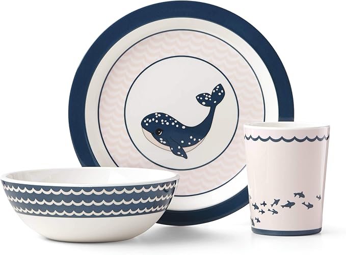 Reed &amp Barton Pink Mystic Sea Whale 3Pc Dinnerware Set 1.85 LB 3 Pieces