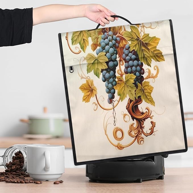 Kitchen Aid Mixer Cover Fruit Grape Leaves Stand Mixer Cover Compatible with 6-8 Quarts Stand Mixers Dust Covers with Zipper Pocket Foldable Washable Kitchen Aid Organizer Bag