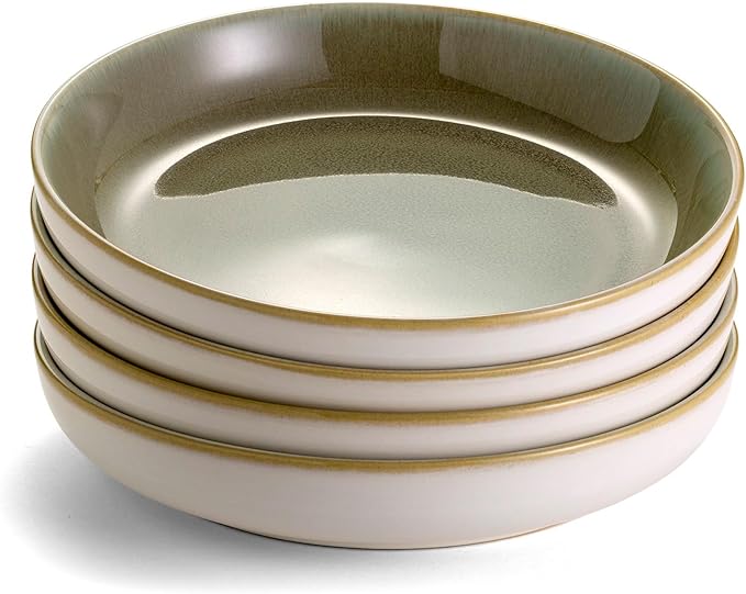 Sango Resona Moss 24-Piece Green Dinnerware Set – Service for 4 Plate Mug &amp Bowl Set Durable Stoneware with Reactive Glaze Finish for Everyday Dining &amp Entertainment Microwave &amp Dishw