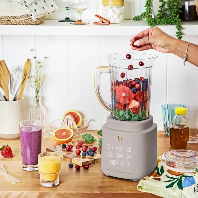 PowerExact Blender System with PrecisionSense Technology 700W Motor 50oz Tritan Jar 20oz Personal Cup Stainless Steel Blades (Porcini Taupe)