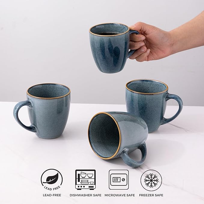 GBHOME Ceramic Dinnerware Sets for 6 24 Pieces Stoneware Plates and Bowls Sets Chip and Scratch Resistant Dishes Dishwasher &amp Microwave Safe Reactive Glaze