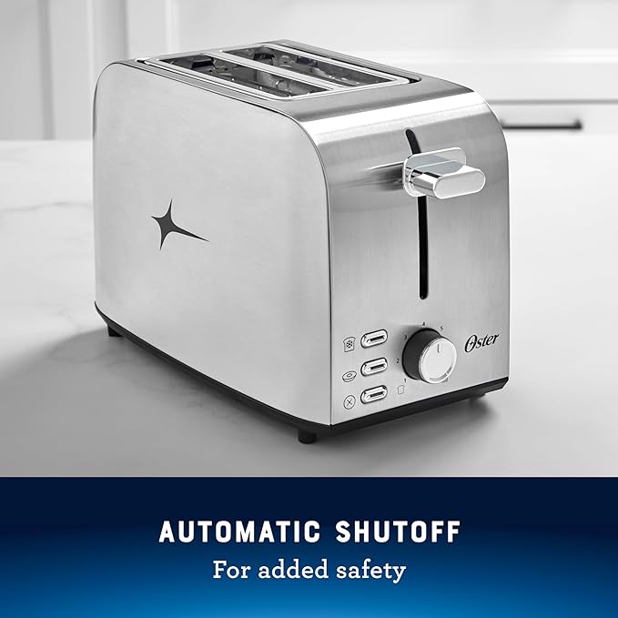 Oster 2-Slice Toaster with Extra Wide Slots Bagel Toaster Stainless Steel