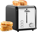 Simple Deluxe 2-Slice Stainless Steel Toaster Extra Wide Slot &amp Removable Crumb Tray 6 Browning Setting and 3 Function Toaster for Bread &amp Waffle Black