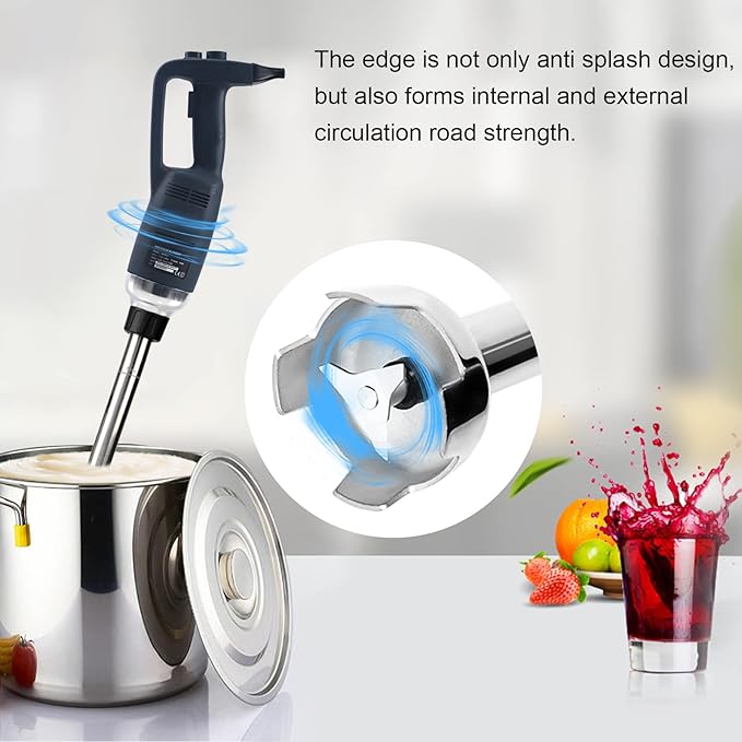 Li Bai 14 in Heavy Duty Big Stix Immersion Blender Handheld Kitchen Hand Blenders for Kitchen Commercial Mixer Electric 500W Removable Shaft 2500rpm to 14000rpm Emulsifier Blender Handheld