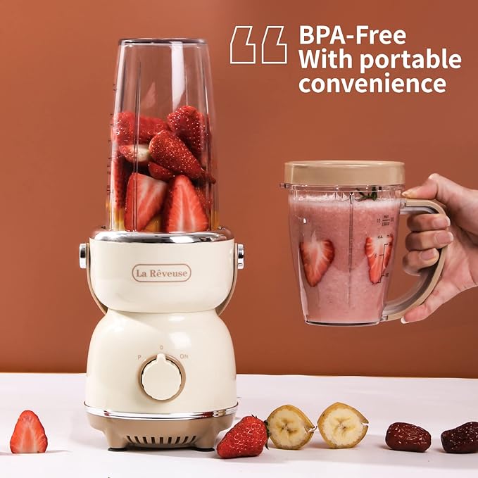La Reveuse 300W Retro Blender + 250W Personal Size Smoothie Blender Bundle