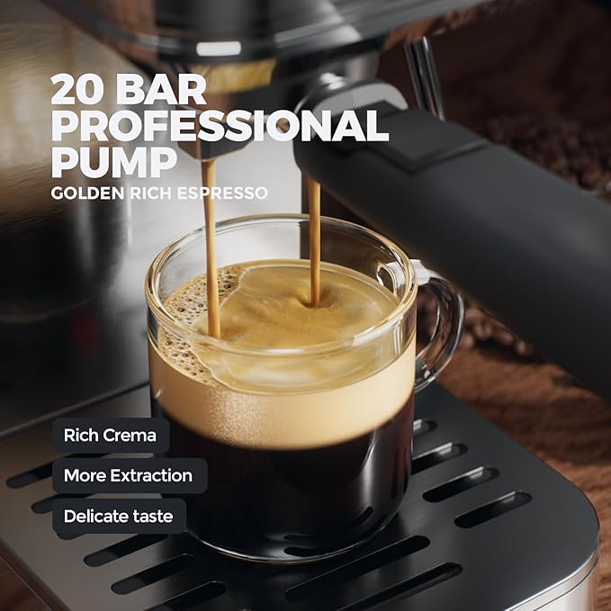 Espresso Machine &amp Electric Milk Frother Steamer Coffee Maker for Latte &amp Cappuccino 1450W Semi-Automatic Coffee Machine with 34oz Removable Water Tank Stainless Steel