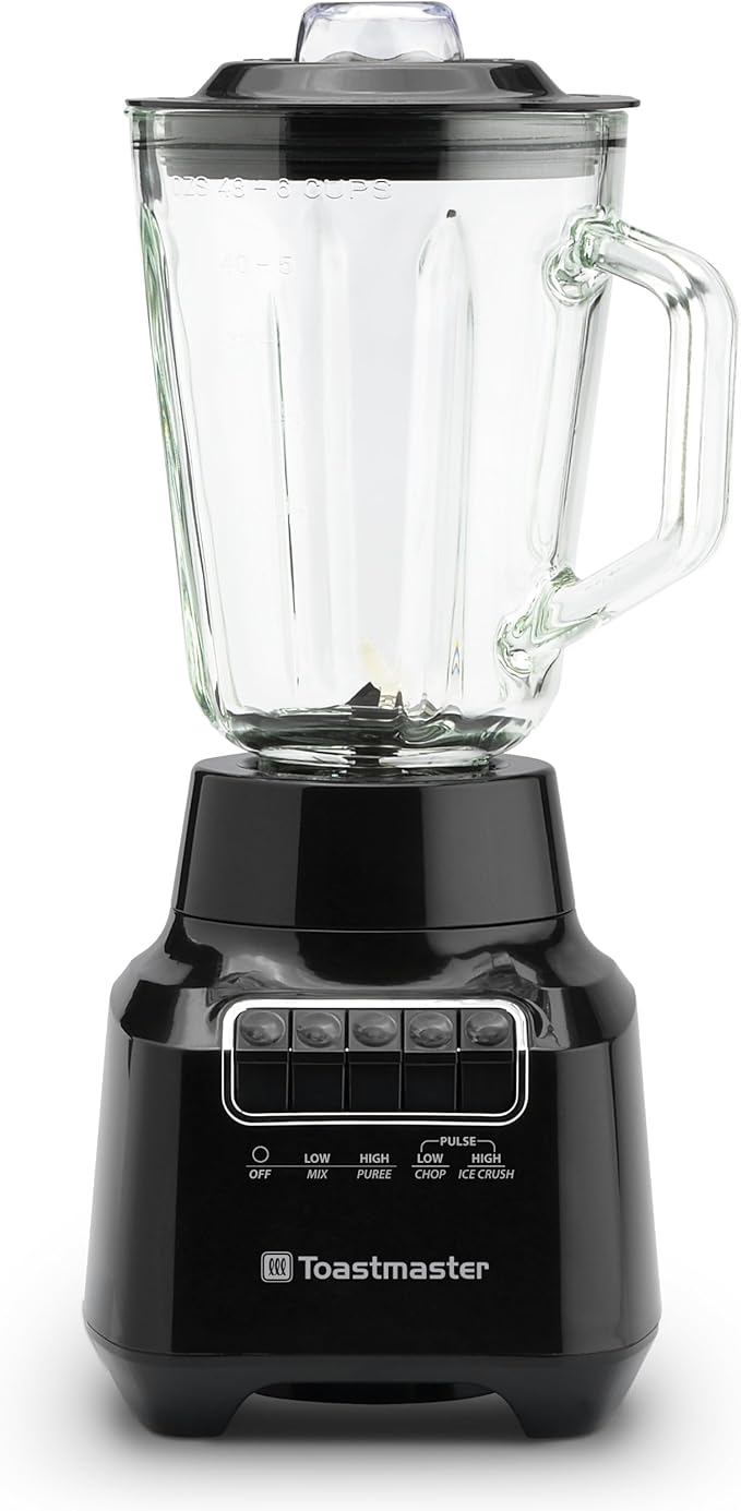 Toastmaster 400 Watt Blender with 48 oz Glass Jar - For Fruit Smoothies Shakes &amp More - Powerful Kitchen Blender with Multiple Speeds - Stainless Steel Blades