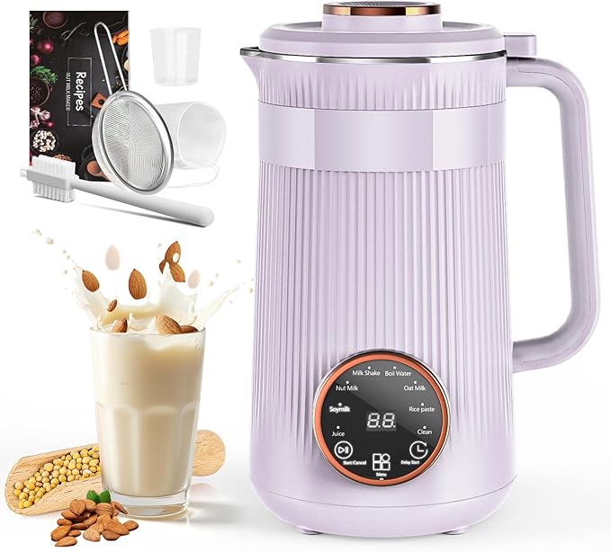 Nut Milk Maker Machine 35oz Homemade Soy Almond Oat Coconut Plant Based and Non Dairy Beverages 8 in 1 Automatic Soybean Machine With 12H Delay Start/Keep Warm/Boil Water