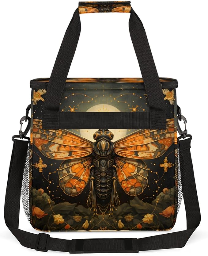 Gothic Butterfly Coffee Maker Carrying Bag Retro Butterfly Travel Storage Bag Compatible with K-Mini or K-Mini Plus Single Serve Coffee Brewer Carrying Case with Multiple Pockets &amp Shoulder Stra