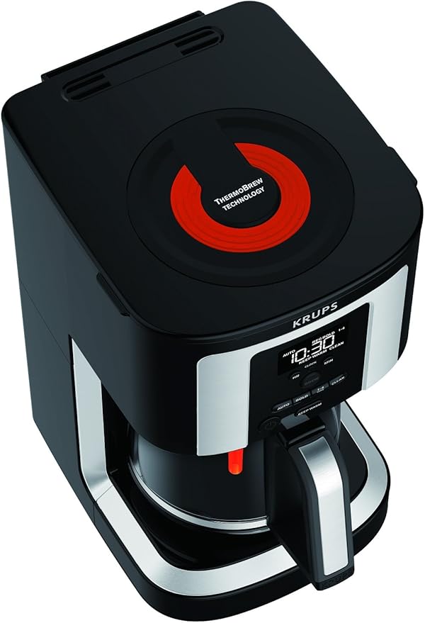 KRUPS EC322 14-Cup Programmable Coffee Maker Professional Permanent Gold-Tone Thermobrew Technology Black