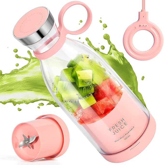 Portable BlenderFashion Portable Blender for Shakes and Smoothies 11.8 OzMagnetic USB Fast Charging Mini Mixer BottleTake It for Traveling Outdoor Gym Office Cars Gift -PK