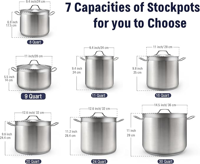 Cooks Standard 8-Piece Stainless Steel Kitchen Cookware Set with 9 Quart Stockpot and Casserole