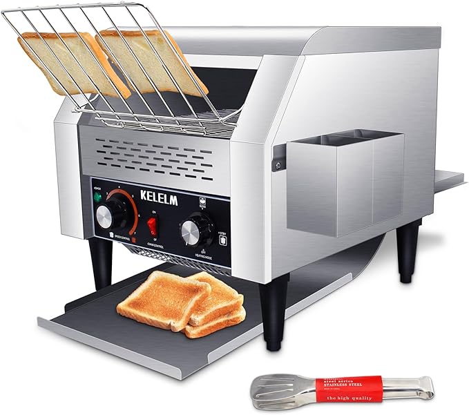 Conveyor ToasterCommercial ToasterHeavy Duty Restaurant ToasterElectric Stainless Steel Toaster Conveyor 300 Slices for Bread Bun Bagel Baked Food1.9KW