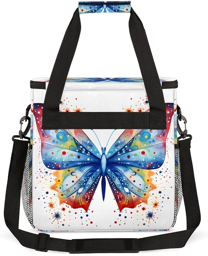 Abstract Butterfly Coffee Maker Carrying Bag Cute Butterfly Travel Storage Bag Compatible with K-Mini or K-Mini Plus Single Serve Coffee Brewer Carrying Case with Multiple Pockets &amp Shoulder Str