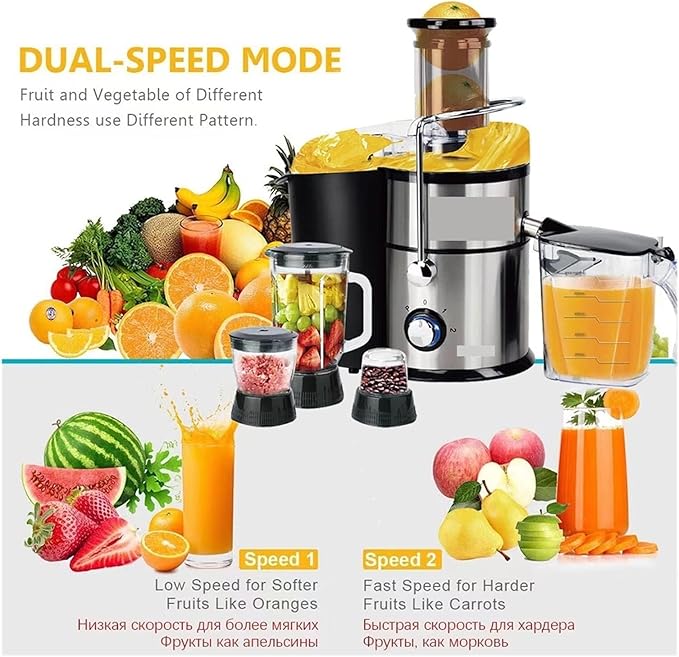 1L 4-in-1 Electric Juicer Extractor 1000W High-Power Multifunction Fruit Vegetable &amp Meat Juice Blender (220V)