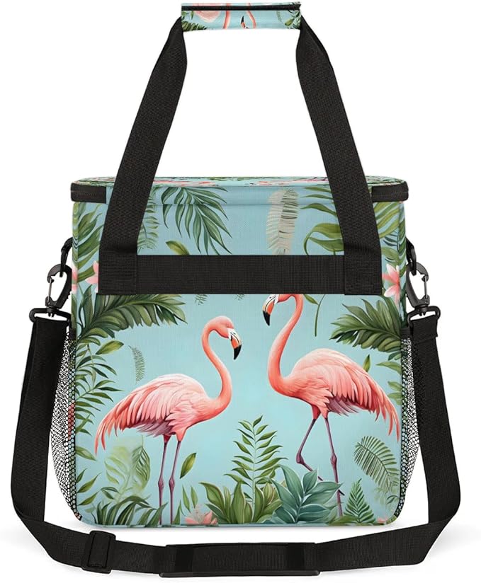 Flamingo Palm Leaf Coffee Maker Carrying Bag for Keurig K-Mini or K-Mini Plus Storage Portable Coffee Maker Travel Bag