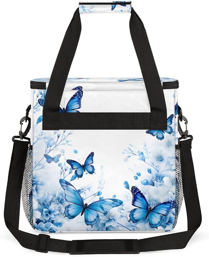Flowers Butterfly Coffee Maker Carrying Bag Mystic Butterfly Travel Storage Bag Compatible with K-Mini or K-Mini Plus Single Serve Coffee Brewer Carrying Case with Multiple Pockets &amp Shoulder St
