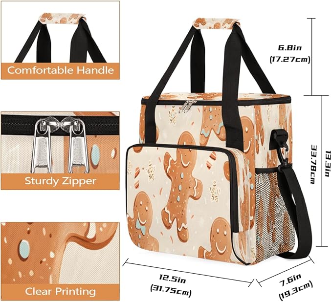 Christmas (613) Coffee Maker Carring Bag Travel Carrying Storage Tote Bag Compatible with Keurig K-Mini or K-Mini Plus Portable Single Serve Coffee Brewer Case with Pockets for K-cup Pods