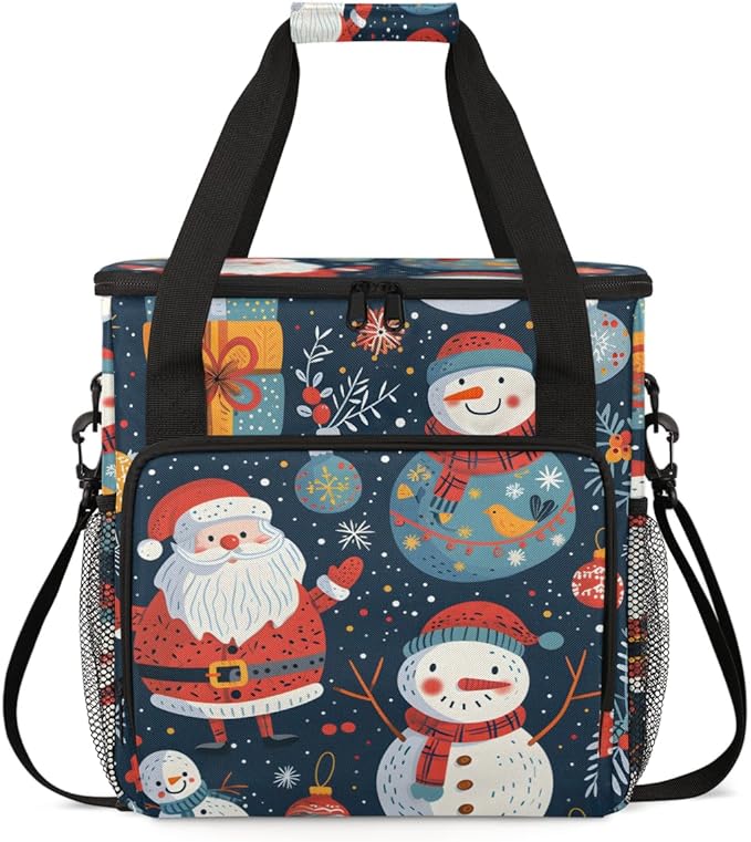 Christmas Snowman Coffee Maker Carrying Bag Graffiti Snowman Travel Storage Bag Compatible with K-Mini or K-Mini Plus Single Serve Coffee Brewer Carrying Case with Multiple Pockets &amp Shoulder St