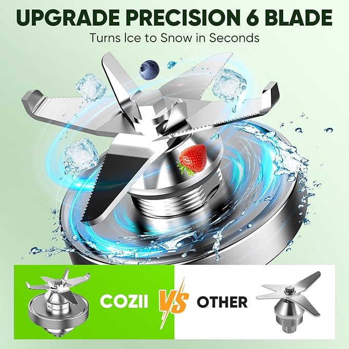 COZII Professional Blender 2000W Smoothie Countertop Blenders for Kitchen 64 Oz Pitcher/21-Oz To-go Cup 7 Preset Programs for Ice Crush/Frozen Drinks/Dips/Nut Butter High Speed Dishwasher Safe