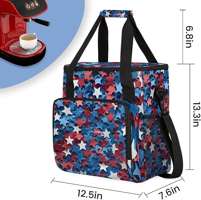 Independence Coffee Maker Carrying Bag 4th of July Travel Storage Bag Compatible with K-Mini or K-Mini Plus Single Serve Coffee Brewer Carrying Case with Multiple Pockets &amp Shoulder Strap