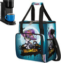 Halloween Flower Cat Moon Coffee Maker Carring Bag Travel Carrying Storage Tote Bag Compatible with Keurig K-Mini or K-Mini Plus Portable Single Serve Coffee Brewer Case with Pockets for K-cup Pods