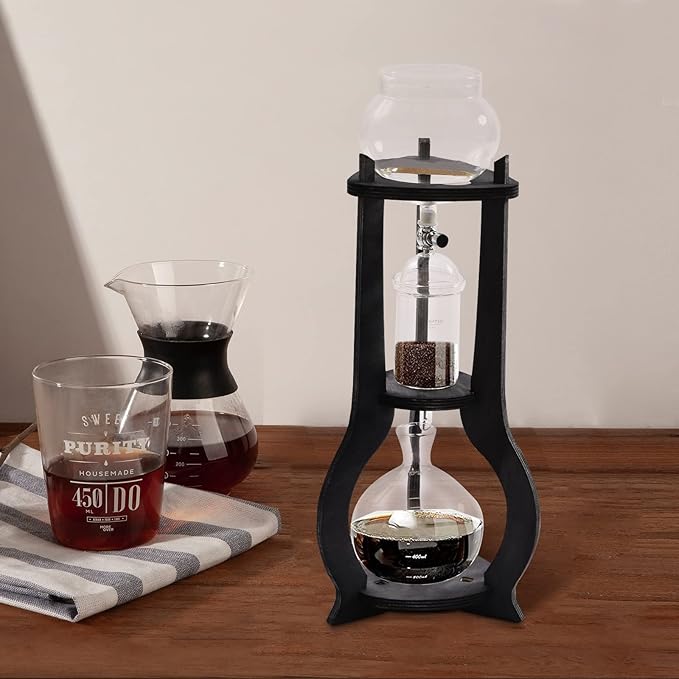 Iced Coffee Cold Brew Drip Tower Coffee Maker Wooden Manual Coffee Maker For Home In Coffee Shops Cafes And Offices 6-8 Cup