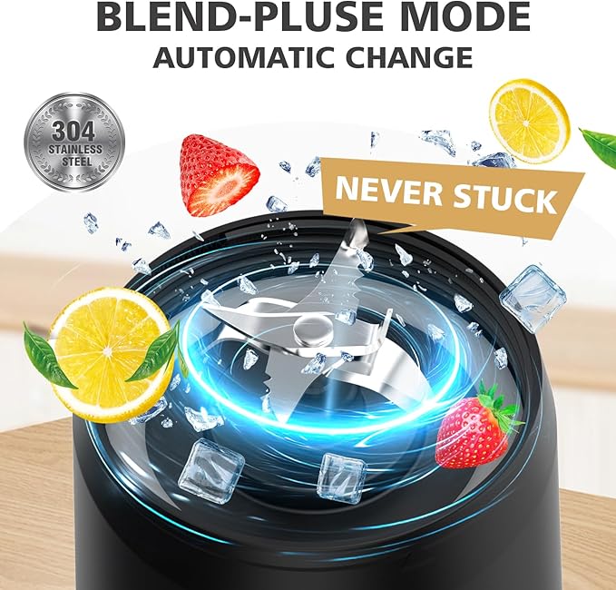 Portable Personal Blender for Smoothies Protein Shakes Frozen Drinks - 24Oz Blender Cup Bottle with Sip Spout Travel Lid USB-C Rechargeable Cordless - Mini Small Blenders for Kitchen Gym Office