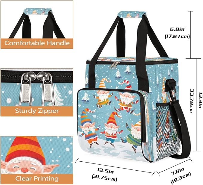 Christmas (709) Coffee Maker Carring Bag Travel Carrying Storage Tote Bag Compatible with Keurig K-Mini or K-Mini Plus Portable Single Serve Coffee Brewer Case with Pockets for K-cup Pods