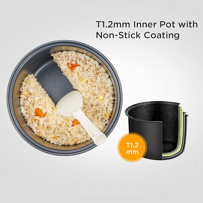 COMFEE' Rice Cooker 10 cup Uncooked/20 cup Cooked Rice Maker Steamer Saute Steamer and Warmer 5.2 QT Large Capacity Brown Rice Quinoa and Oatmeal 8 One-Touch Programs