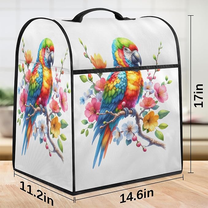cfpolar Kitchen Aid Mixer Cover Compatible with 6-8 Quarts Animal Parrot Flower Stand Mixer Cover Kitchen Aid Mixers Accessories Appliance Organizer Bag Dust Covers with Zipper Pocket