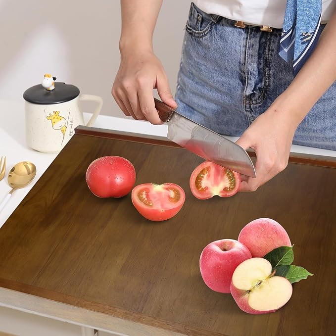 24 x 20 Reversible Wooden Pastry Board Wood Pasta Board with Lip Bread Board Cutting Board Chopping Board Pie Board with Engraved Ruler for Counter Top Kitchen-Brown