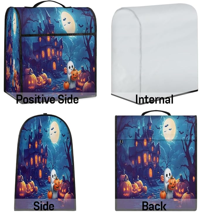 cfpolar Kitchen Aid Mixer Cover Compatible with 6-8 Quarts Halloween Ghosts Castle Pumpkin Stand Mixer Cover Kitchen Aid Mixers Accessories Appliance Organizer Bag Dust Covers with Zipper Pocket