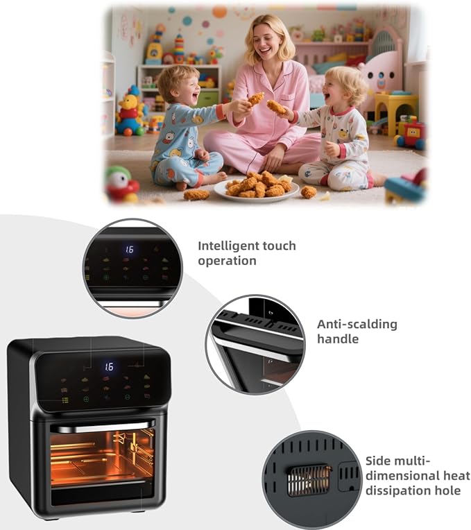 10L Large Capacity 3-in-1 Digital Air Fryer Oven Combo with Smart Touchscreen 18 Presets &amp Multi-Layer Baking Pans - Stainless Steel Countertop Convection Oven for Pizza Grilling Toasting