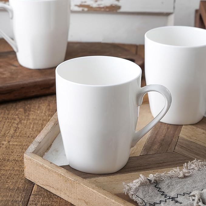 Stone Lain Bone China Soft Square 16 Piece Dinnerware Set White