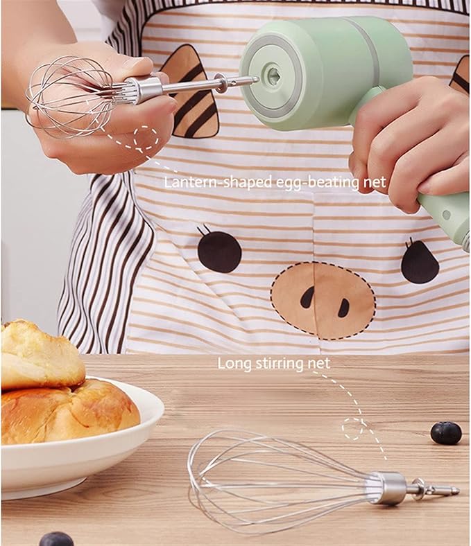 Egg Beater Wireless Portable Electric Food Mixer Hand Blender 3 Speeds High Power Dough Blender Egg Beater Baking Hand Mixer Kitchen Tools Whisk (Color : White) (Gold)